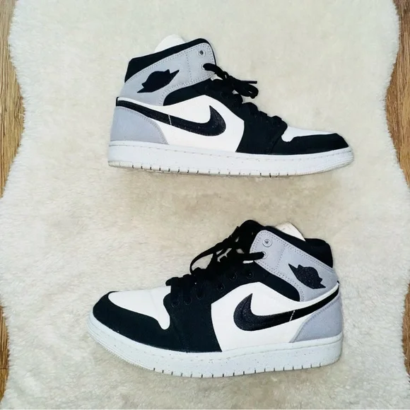 Nike Air Jordan 1 Retro Mid SE Light Steel Grey Canvas Women's Sneakers SIZE 10 - Picture 2 of 7